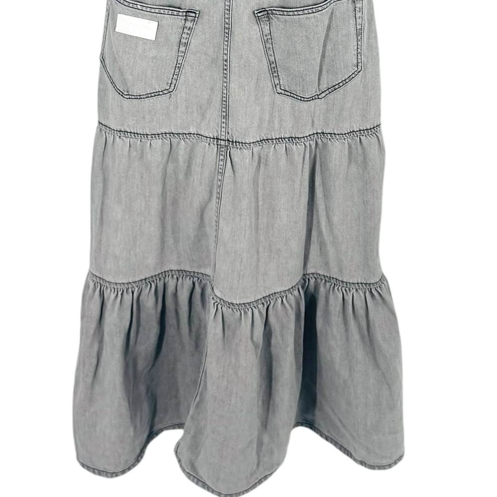 GANNI Tiered Denim Maxi Dress Gray Size 40 (EU 40 / US 8) NWT - Picture 8 of 12